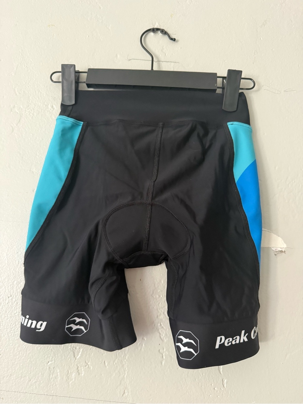 Zoca Black & Aqua Wave Bike Cycling/Compression Shorts Padded Shorts - Picture 3 of 5